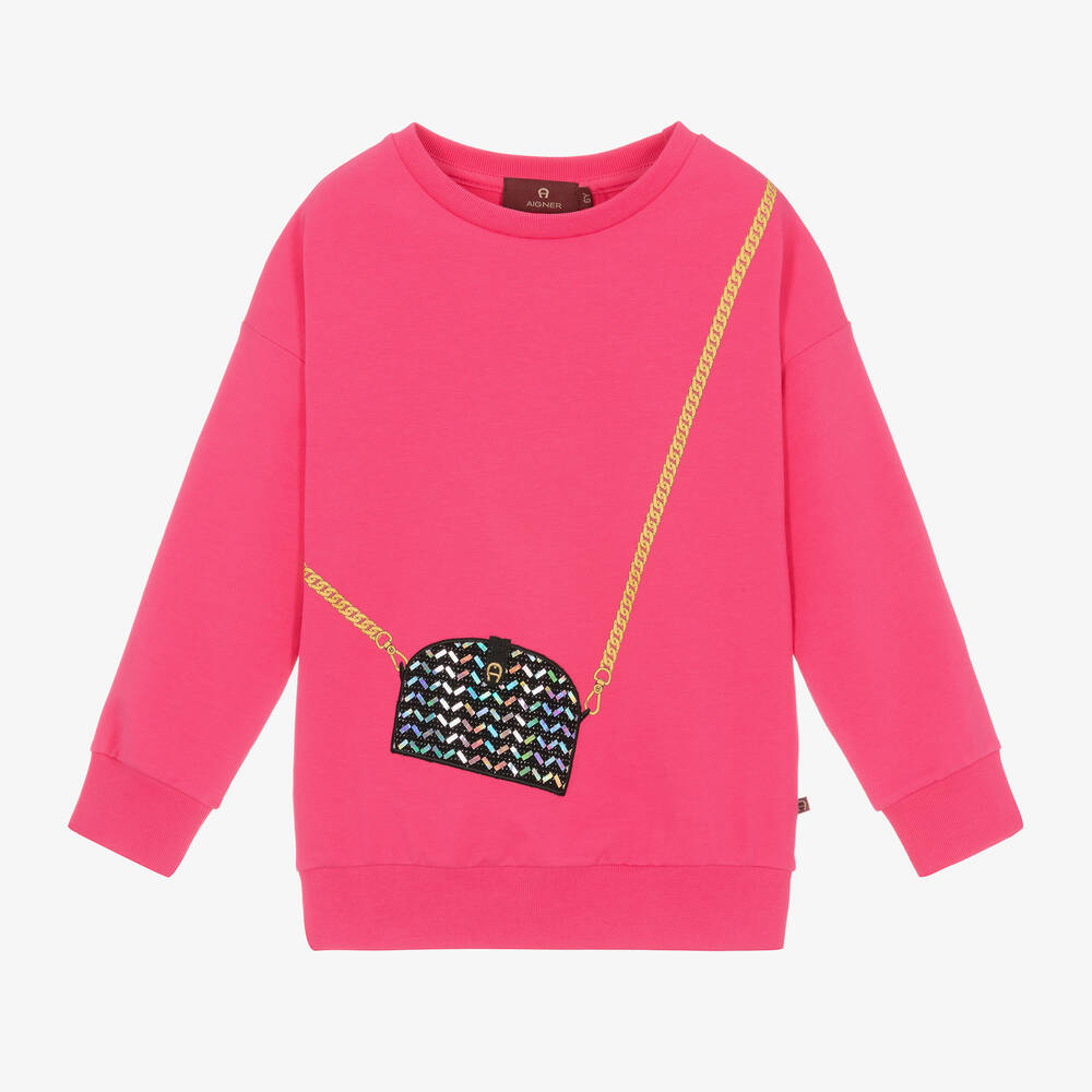 AIGNER - Girls Pink Cotton Sweatshirt | Childrensalon