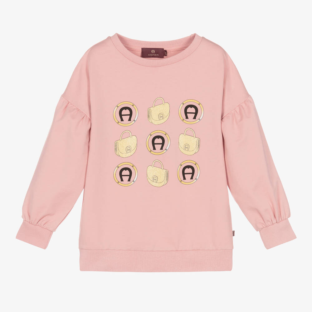 AIGNER - Sweat rose en coton pour fille  | Childrensalon