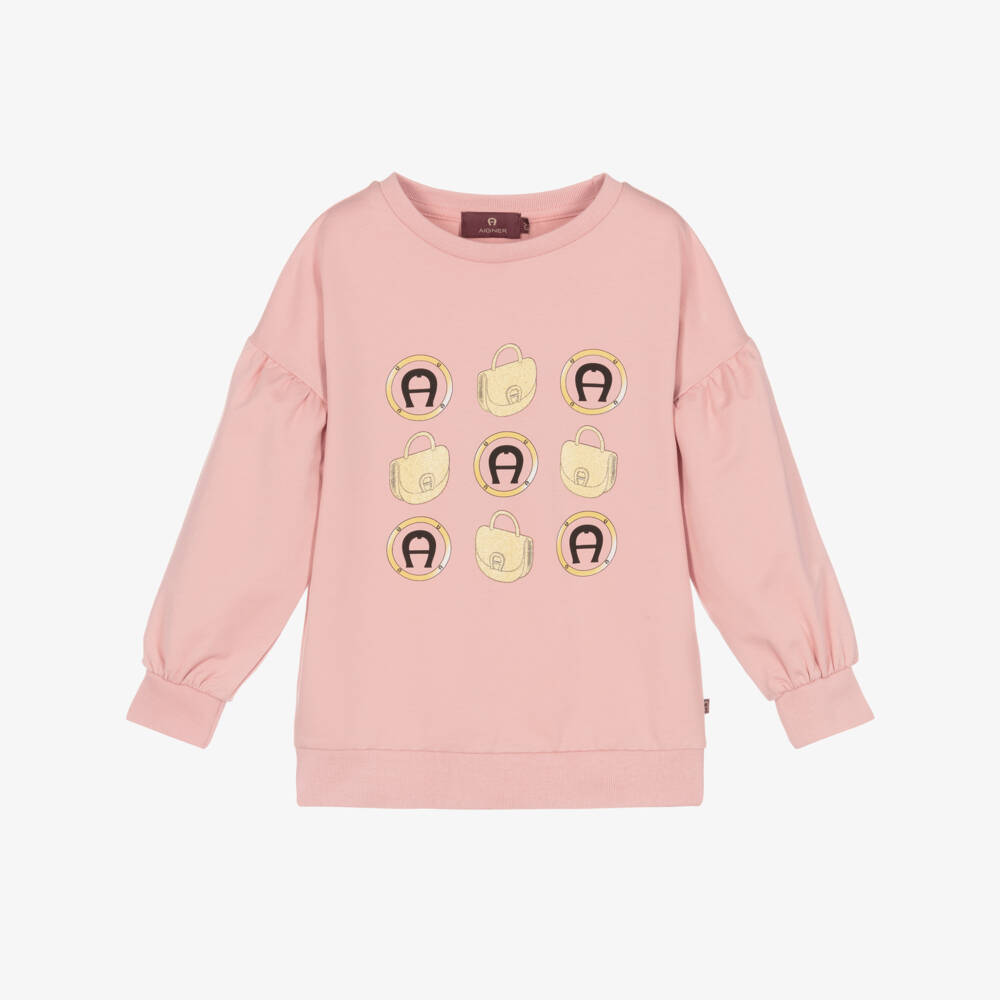 AIGNER-Розовый хлопковый свитшот для девочек | Childrensalon Outlet