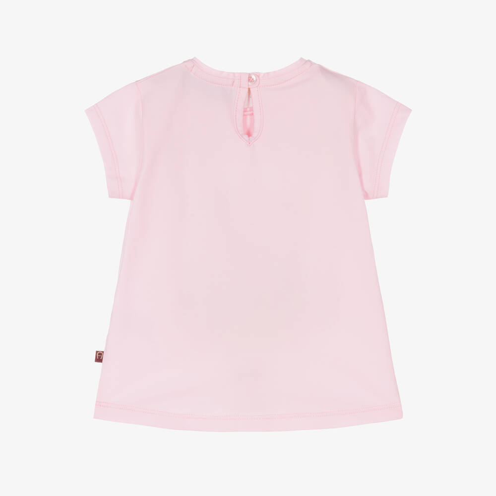 AIGNER-Girls Pink Cotton T-Shirt | Childrensalon Outlet