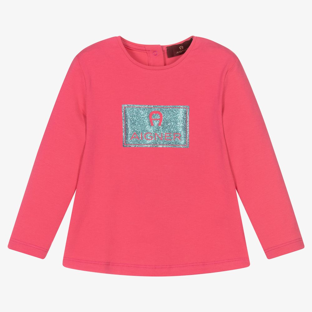AIGNER - Girls Pink Cotton Top | Childrensalon