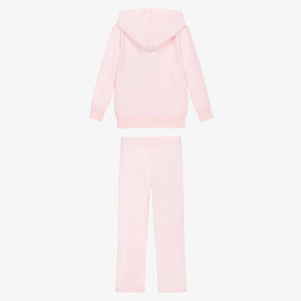 AIGNER-Girls Pink Cotton Tracksuit with Gold Heart Motif | Childrensalon Outlet