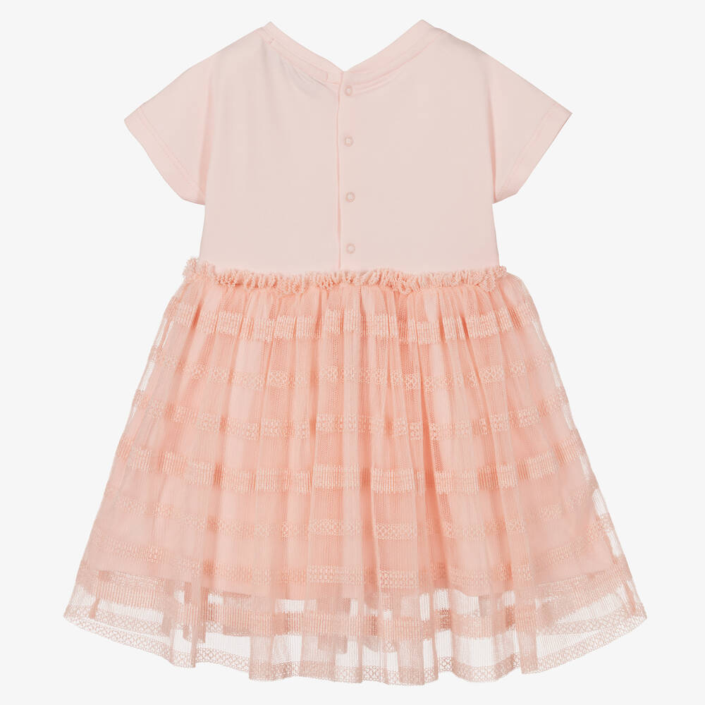 AIGNER-فستان أطفال بناتي قطن جيرسي وتول لون زهري | Childrensalon Outlet