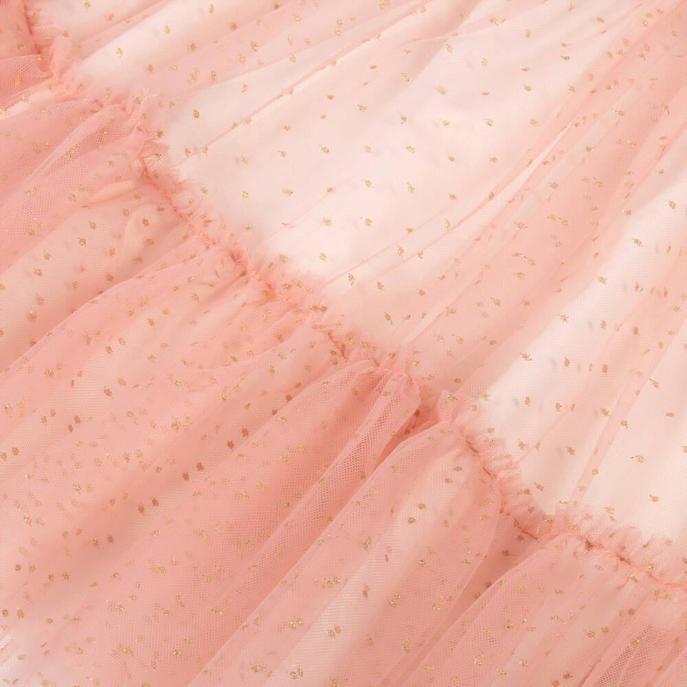 AIGNER-Girls Pink & Gold Tulle Dress with Ruffles | Childrensalon Outlet