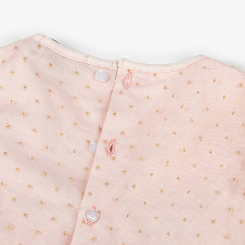 AIGNER-Girls Pink & Gold Tulle Dress with Ruffles | Childrensalon Outlet