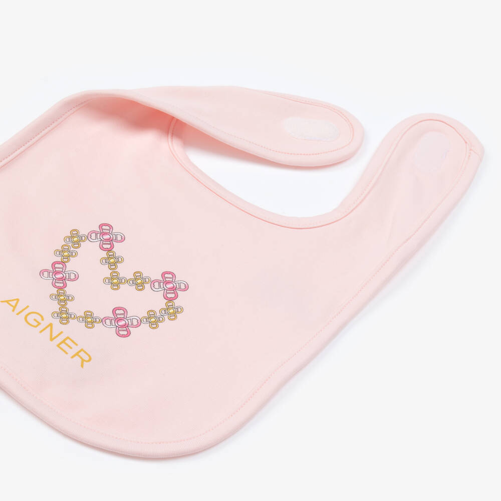 AIGNER-Girls Pink Heart Cotton Bib | Childrensalon Outlet