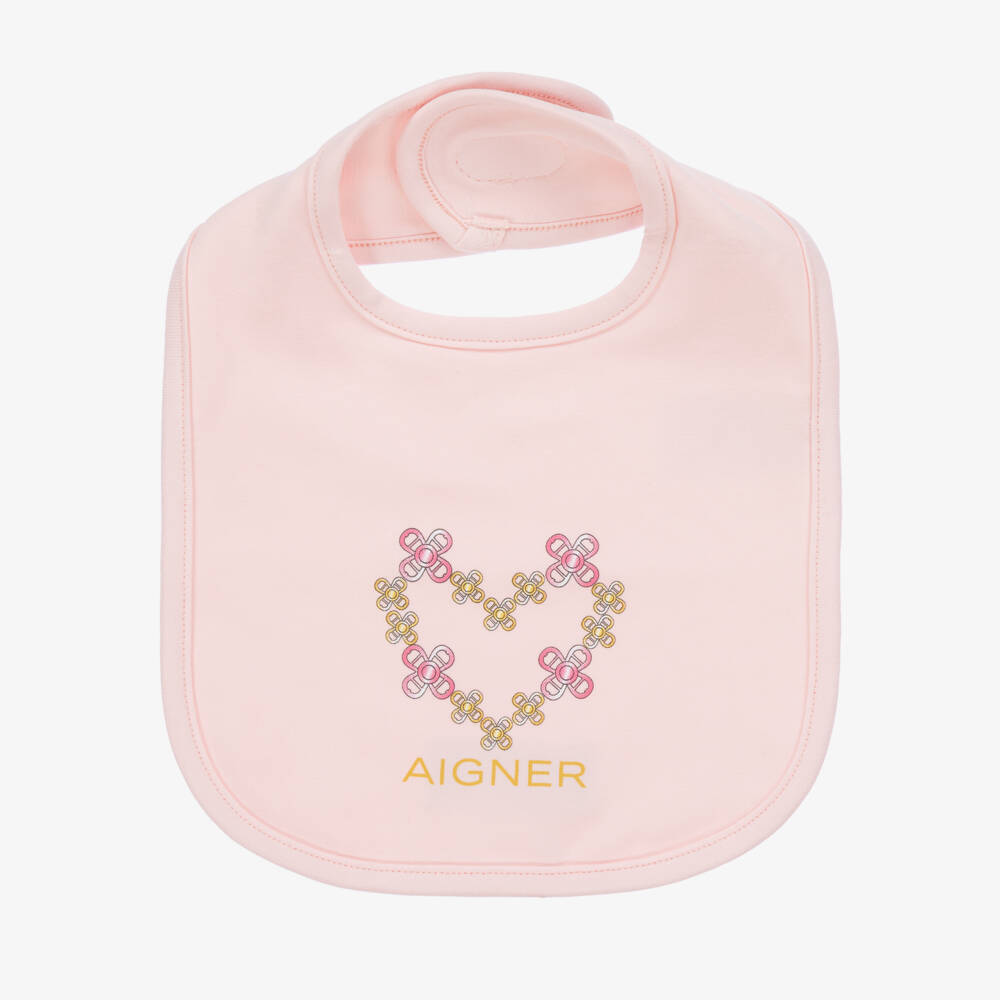 AIGNER-Розовый хлопковый нагрудник с сердцем для девочек | Childrensalon Outlet
