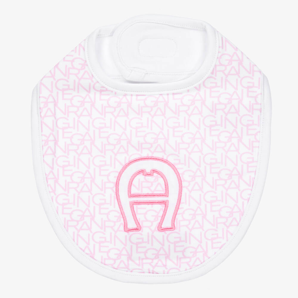 AIGNER-Girls Pink Logo Feeding Bib | Childrensalon Outlet
