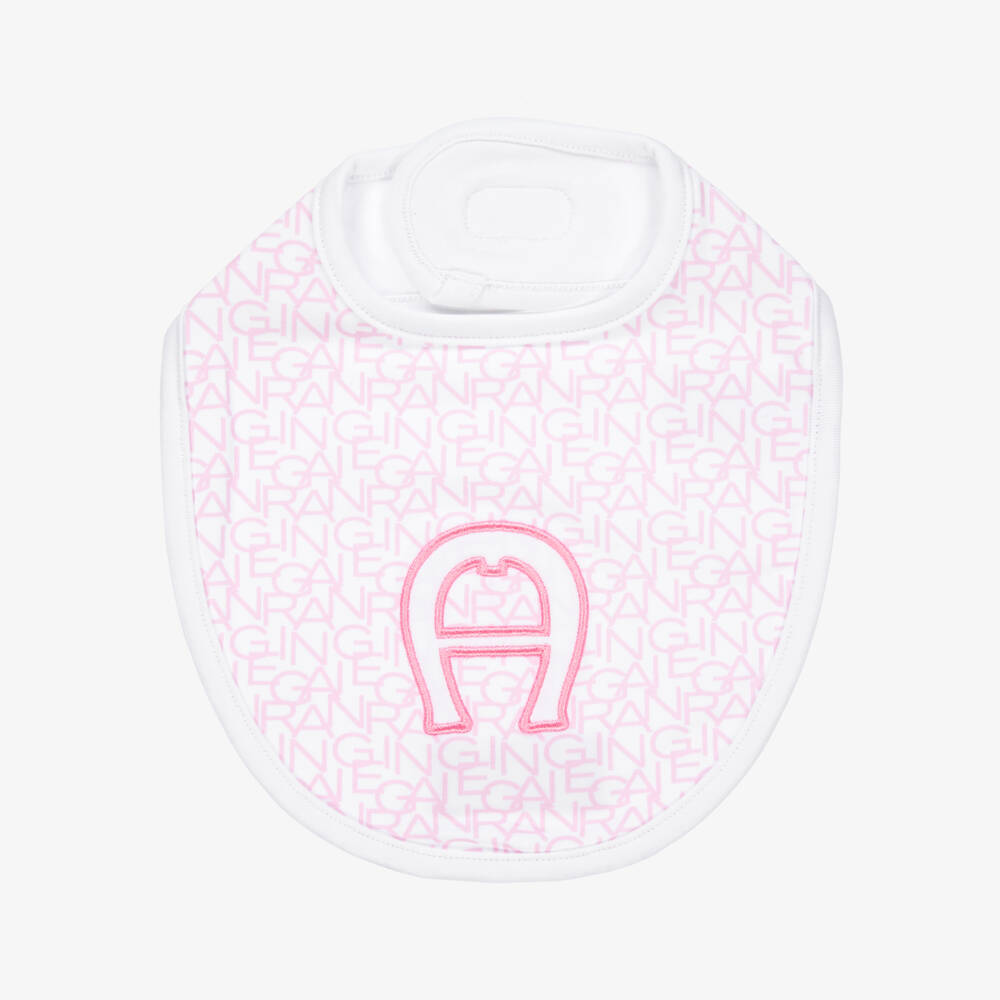 AIGNER-Girls Pink Logo Feeding Bib | Childrensalon Outlet