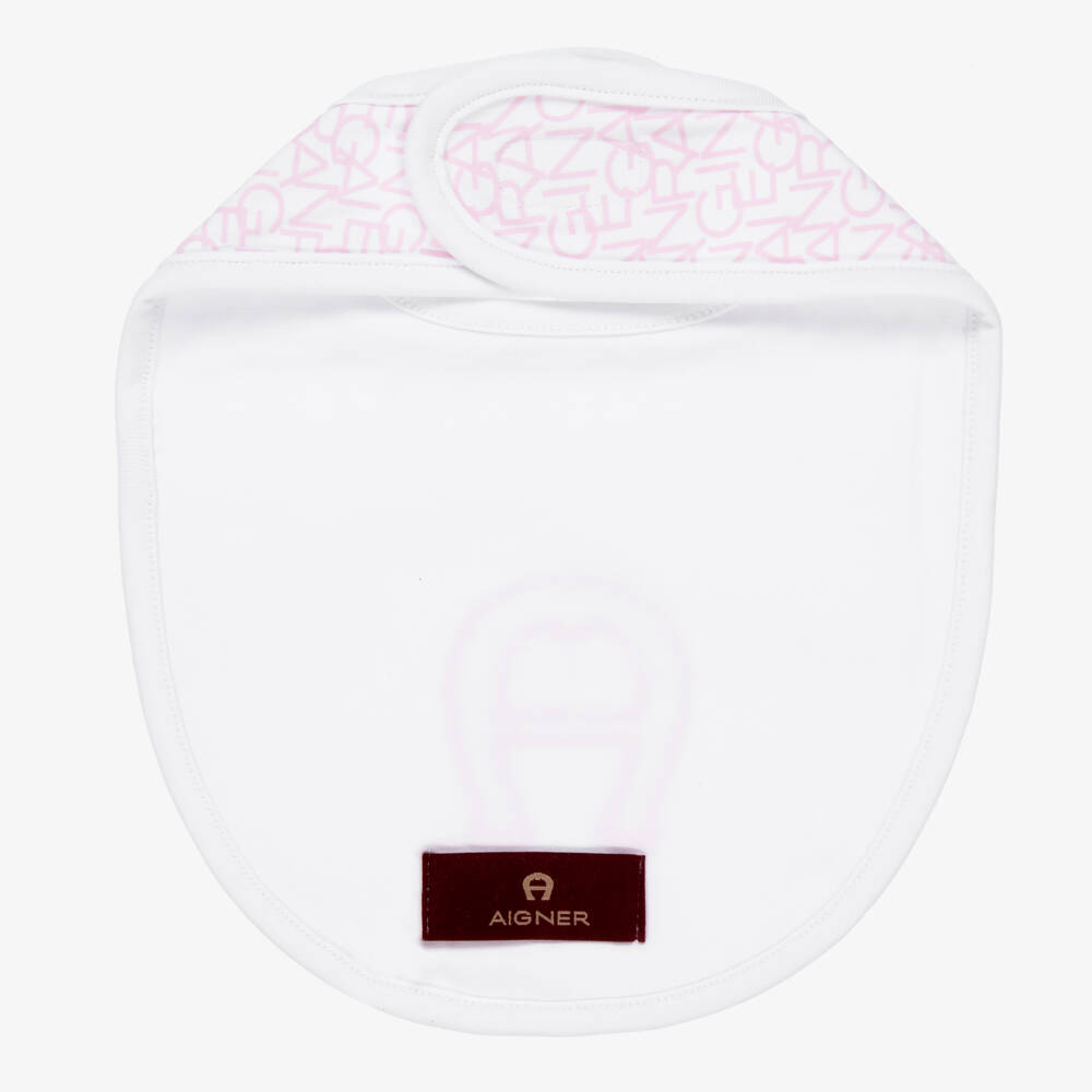 AIGNER-Girls Pink Logo Feeding Bib | Childrensalon Outlet