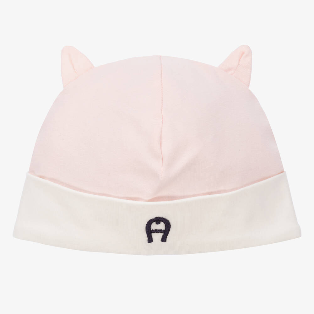 AIGNER - Girls Pink Pima Cotton Baby Hat | Childrensalon