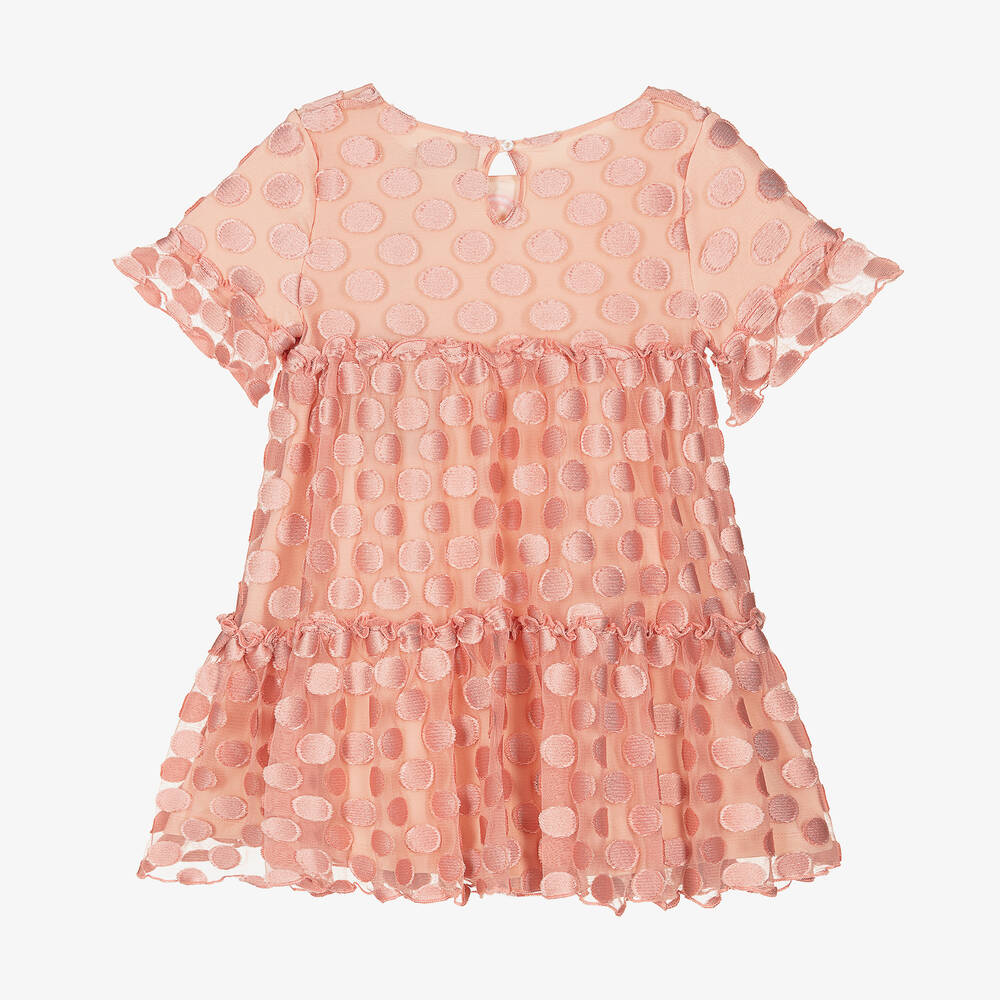 AIGNER-Girls Pink Polka Dot Tulle Dress | Childrensalon Outlet