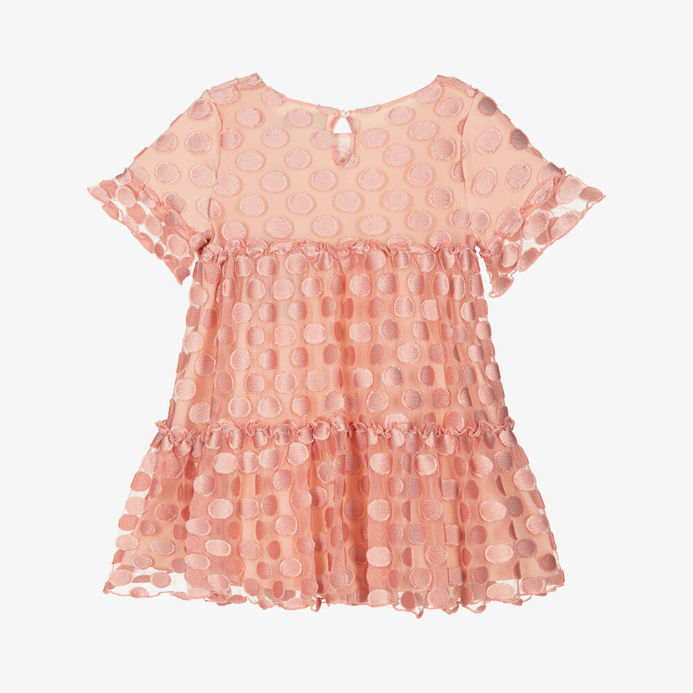 AIGNER-Girls Pink Polka Dot Tulle Dress | Childrensalon Outlet