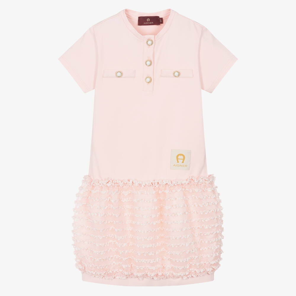 AIGNER-Girls Pink Ruffle Skirt Dress | Childrensalon Outlet