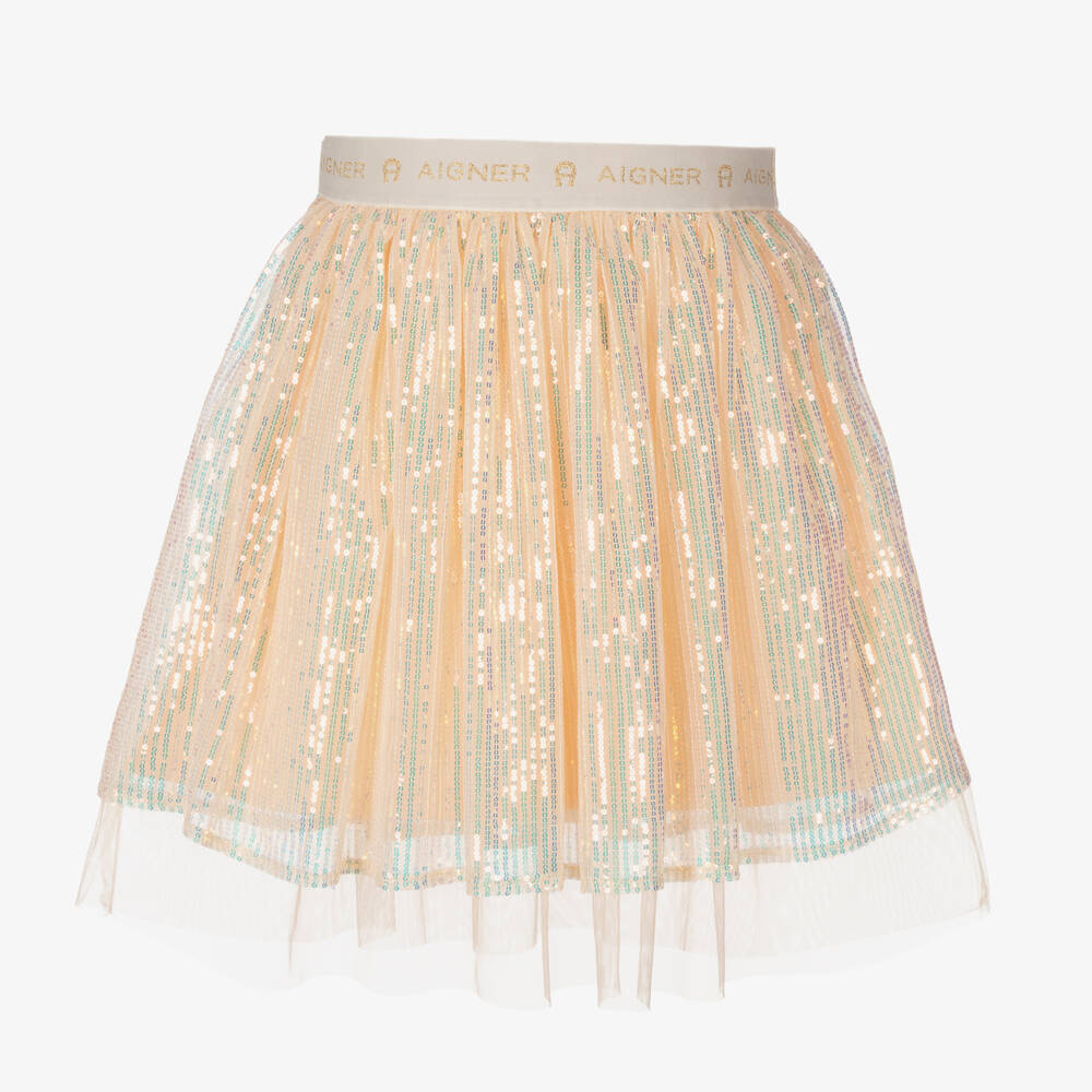 AIGNER-Girls Pink Sequin Tulle Skirt | Childrensalon Outlet