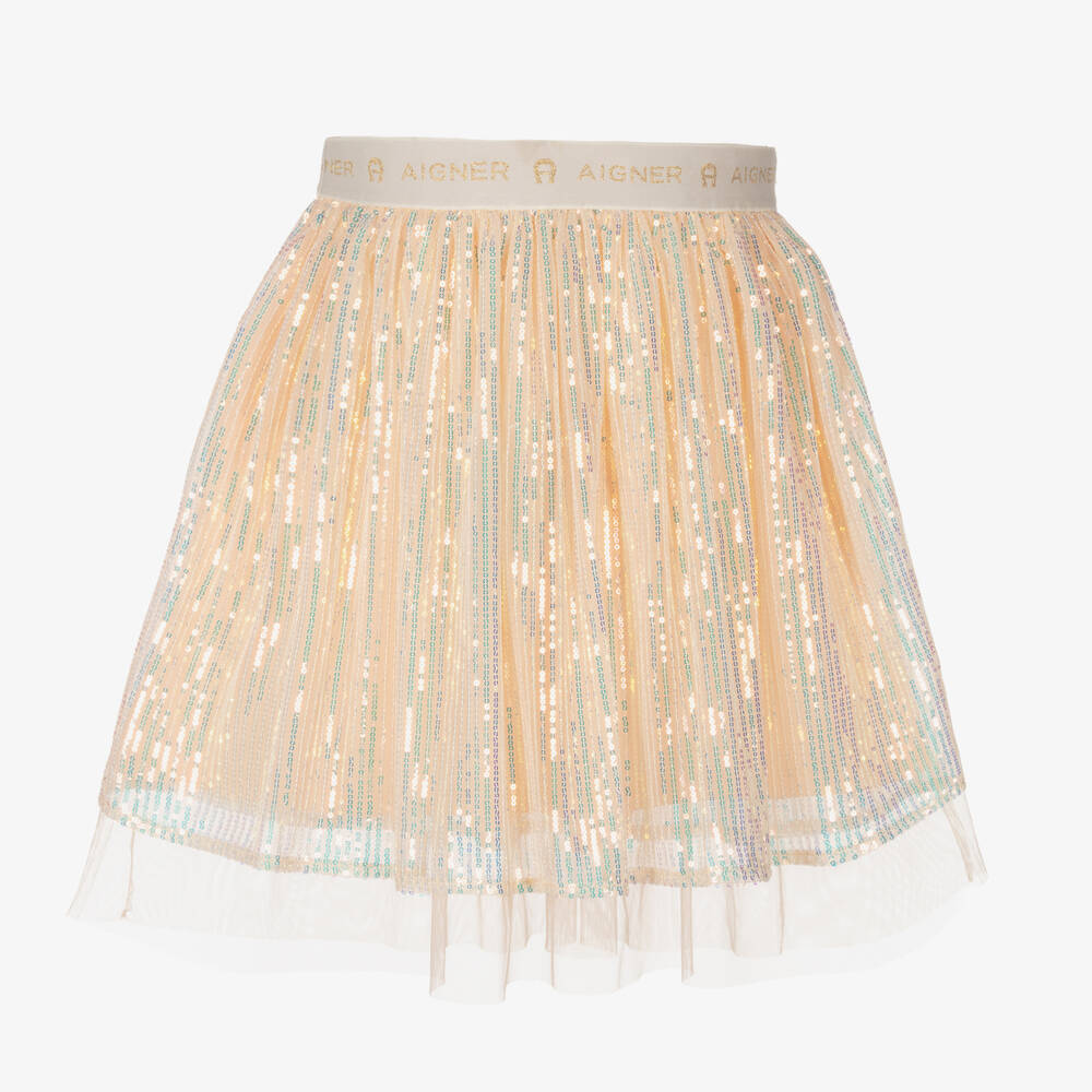 AIGNER-Girls Pink Sequin Tulle Skirt | Childrensalon Outlet