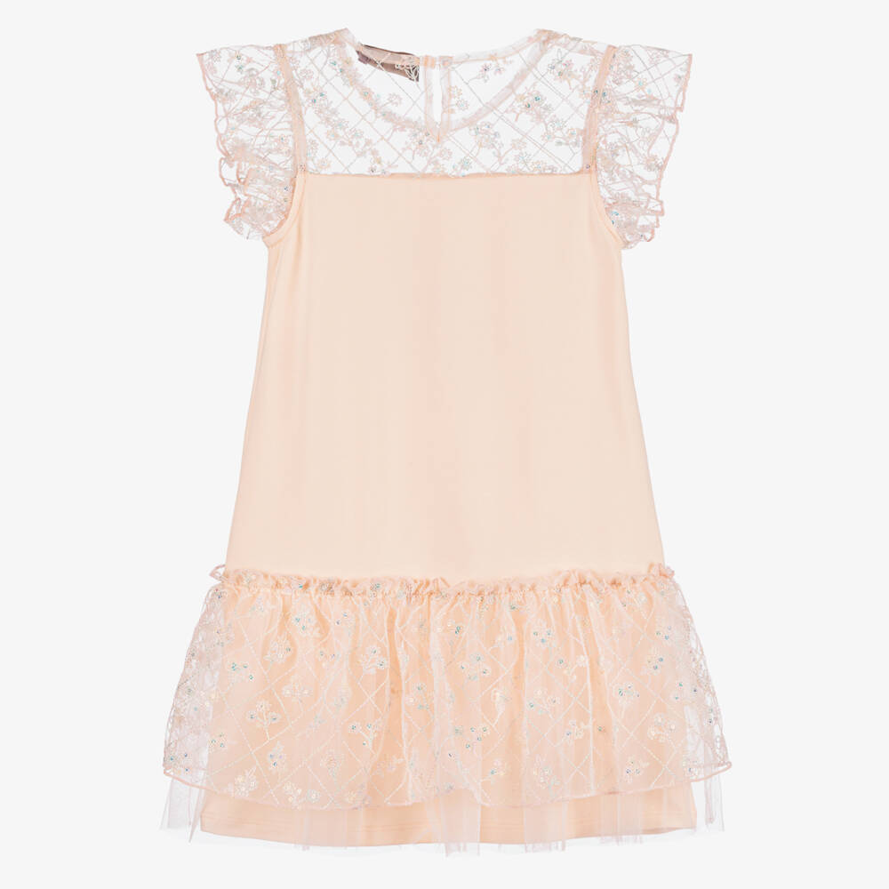 AIGNER-Girls' Pink Tulle Trim Dress | Childrensalon Outlet