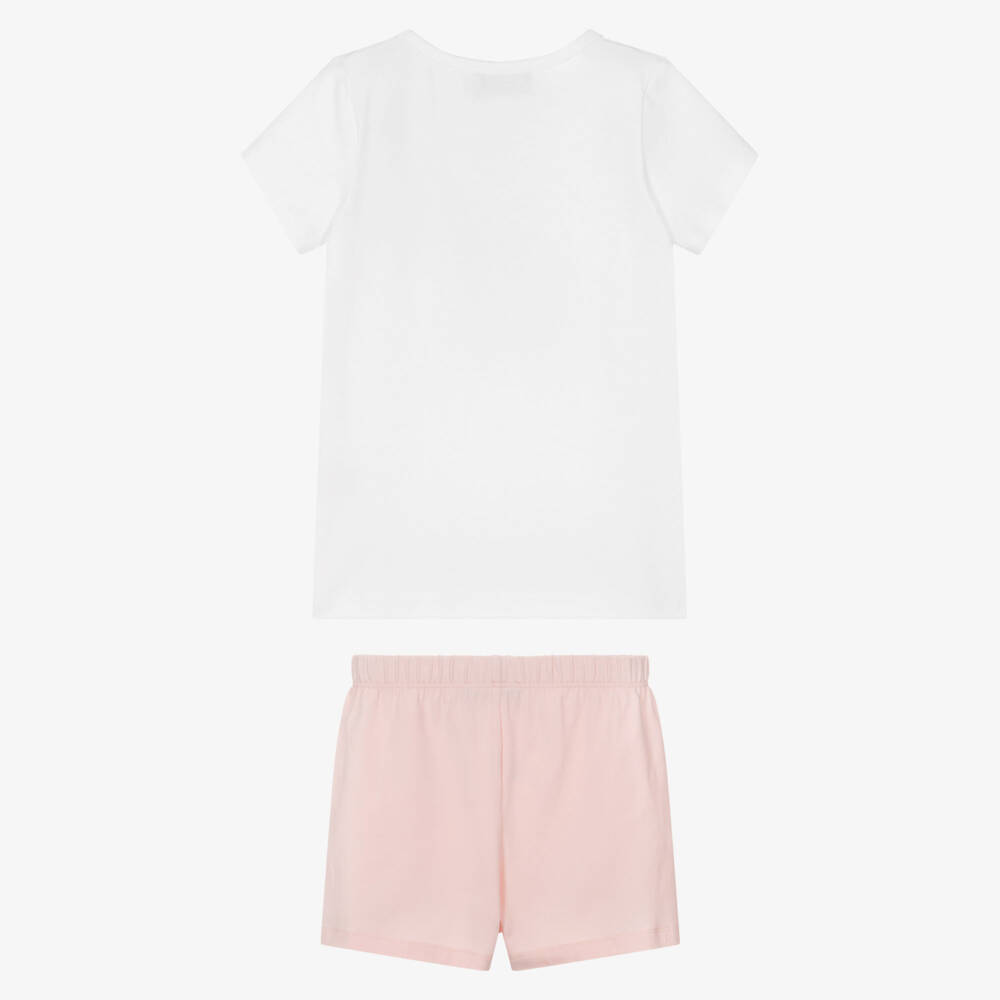 AIGNER-Girls Pink & White Cotton Bear Short Pyjamas | Childrensalon Outlet