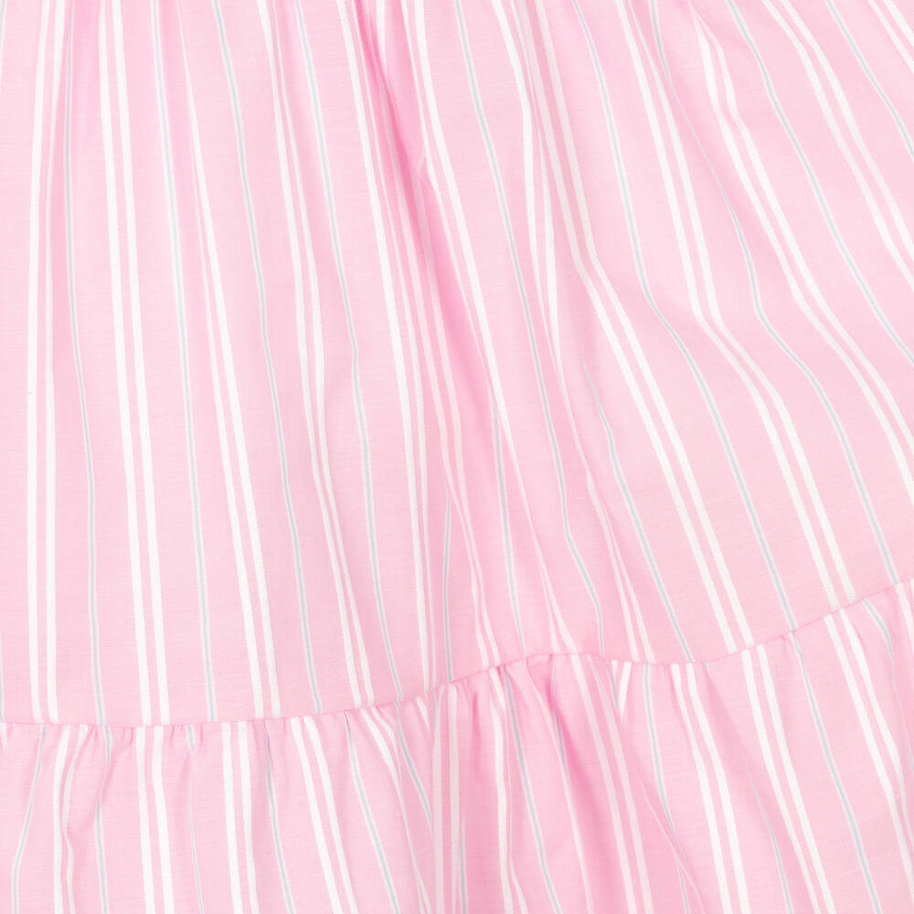 AIGNER-Girls Pink & White Striped Poplin Dress | Childrensalon Outlet