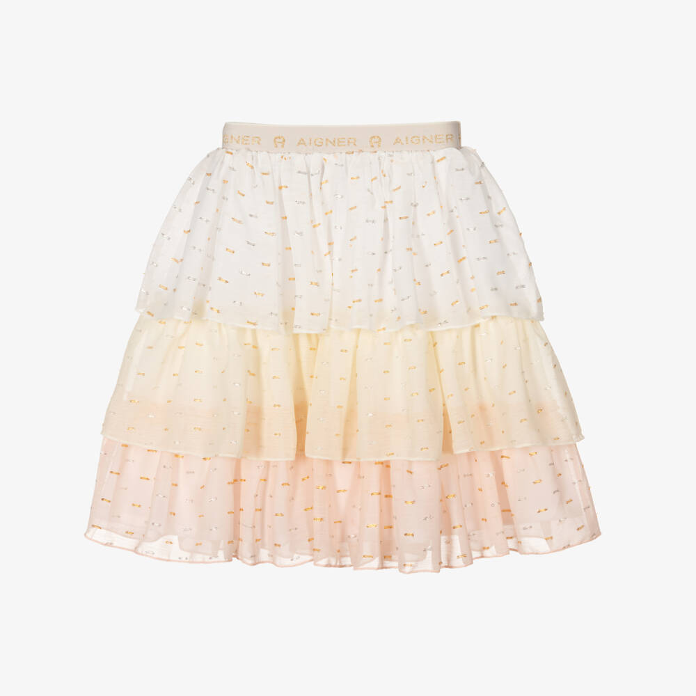 AIGNER-Girls Pink & Yellow Voile Skirt  | Childrensalon Outlet