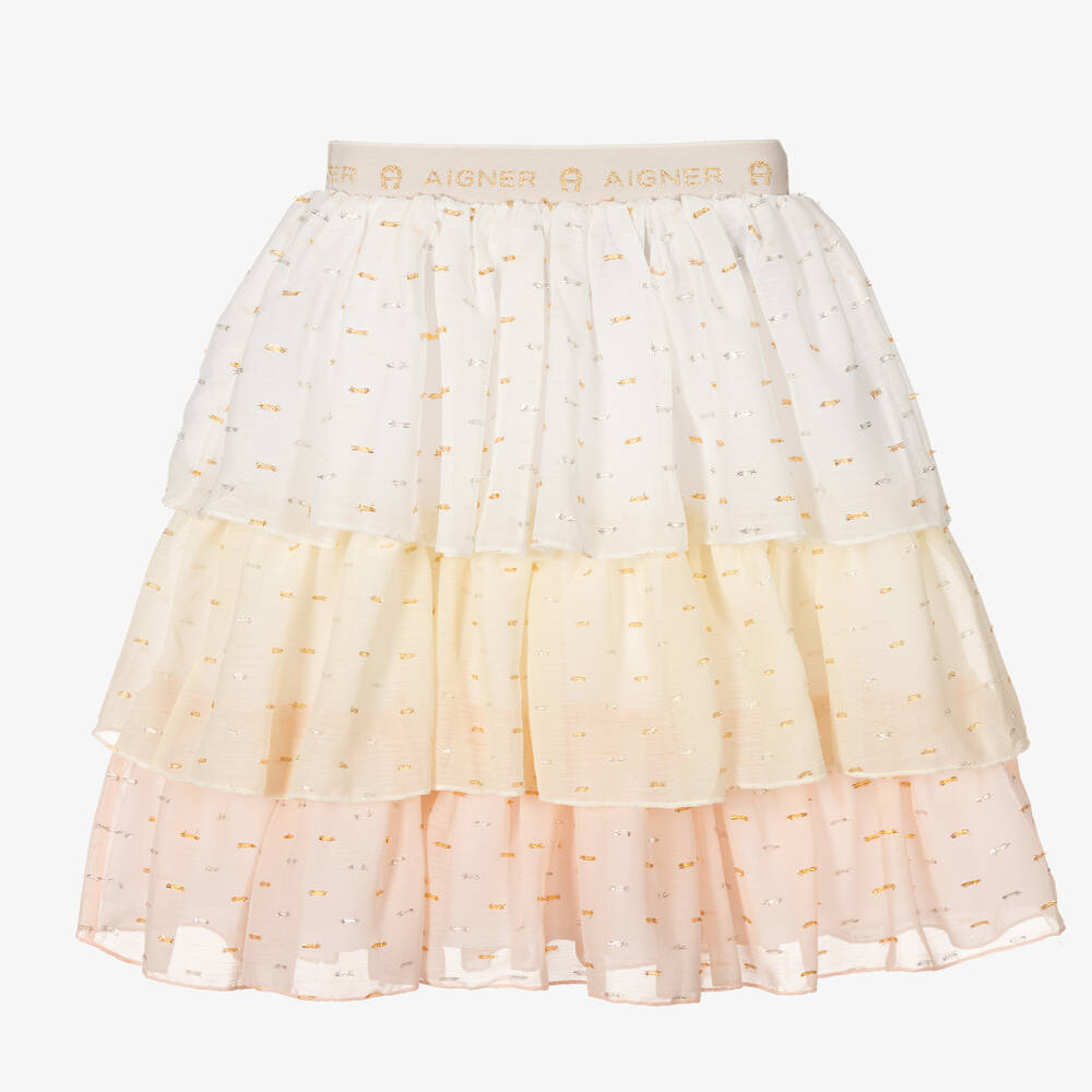 AIGNER-Girls Pink & Yellow Voile Skirt | Childrensalon Outlet