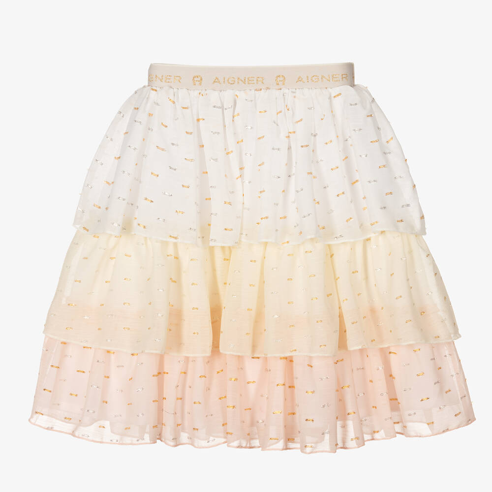 AIGNER - Girls Pink & Yellow Voile Skirt  | Childrensalon