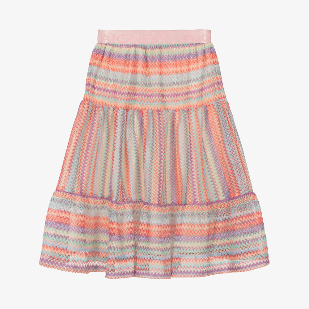 AIGNER-Розовая вязаная крючком юбка с зигзагами | Childrensalon Outlet