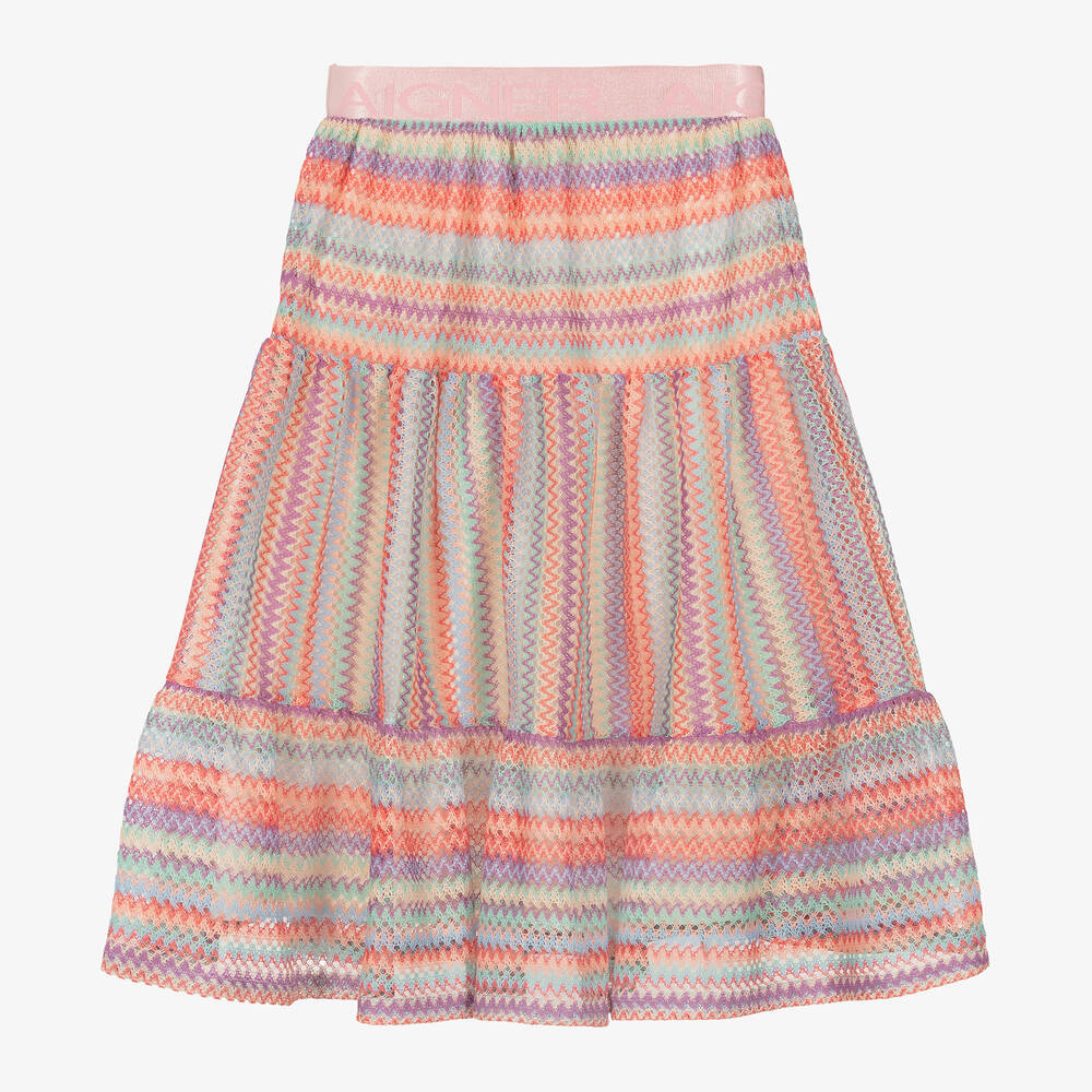 AIGNER-Girls Pink Zigzag Crochet Skirt | Childrensalon Outlet