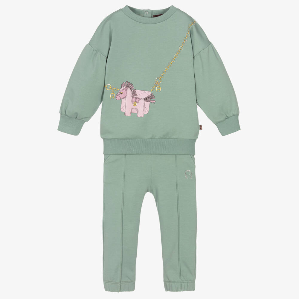 AIGNER-Зеленый спортивный костюм из хлопка для девочек | Childrensalon Outlet