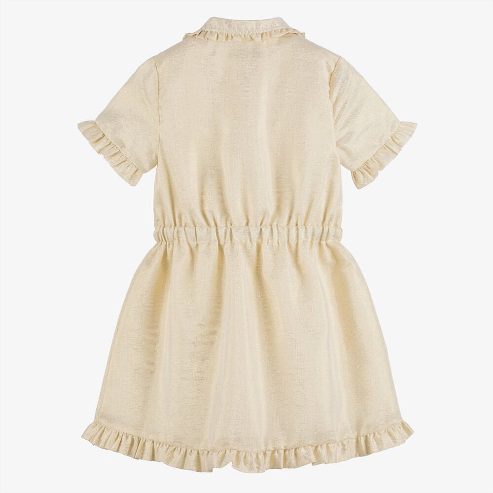 AIGNER-Girls Shimmery Gold Dress with Ruffle Trims | Childrensalon Outlet