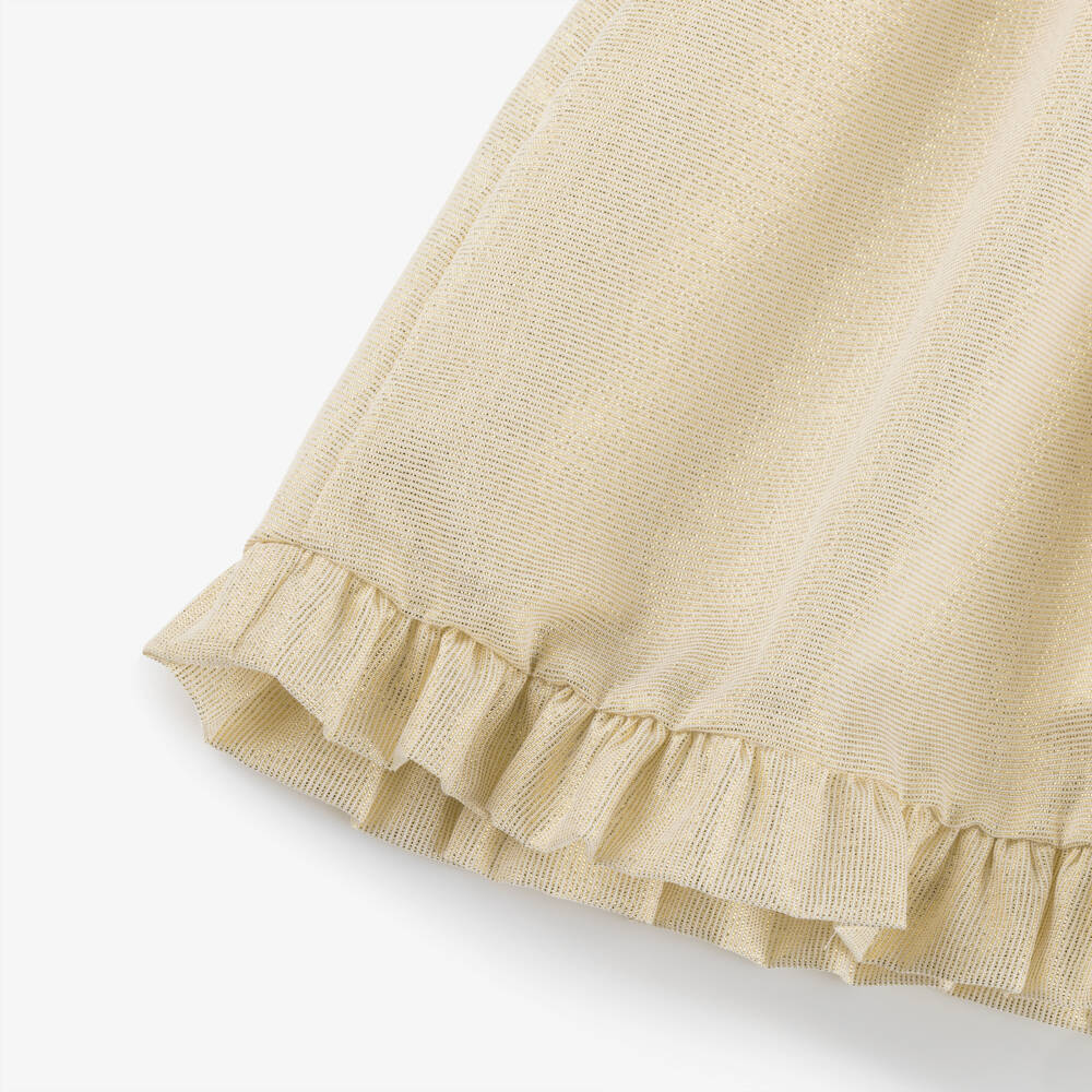 AIGNER-Girls Shimmery Gold Dress with Ruffle Trims | Childrensalon Outlet