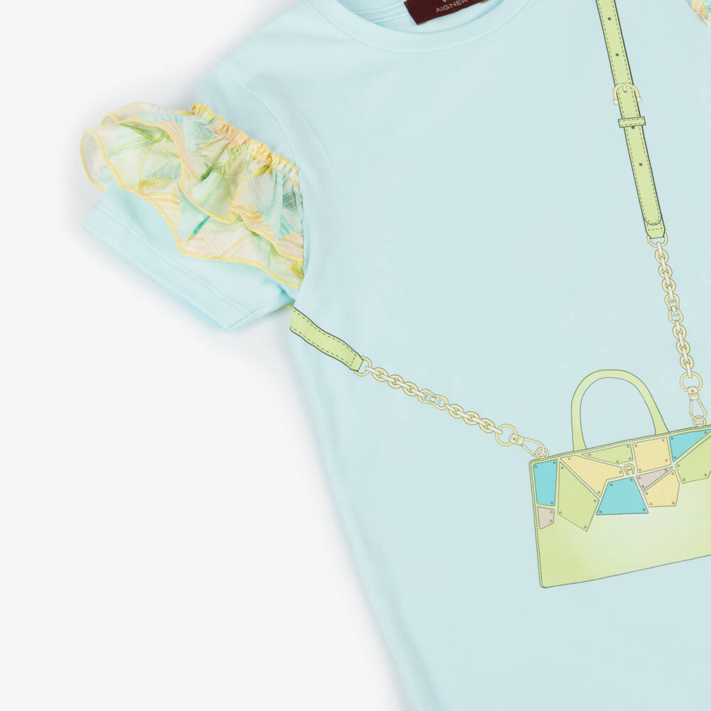 AIGNER-Girls Soft Blue Jersey Frock | Childrensalon Outlet