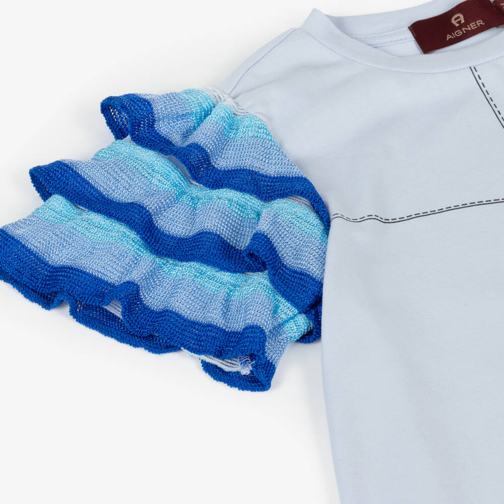 AIGNER-Платье из мягкого голубого трикотажа для девочек | Childrensalon Outlet