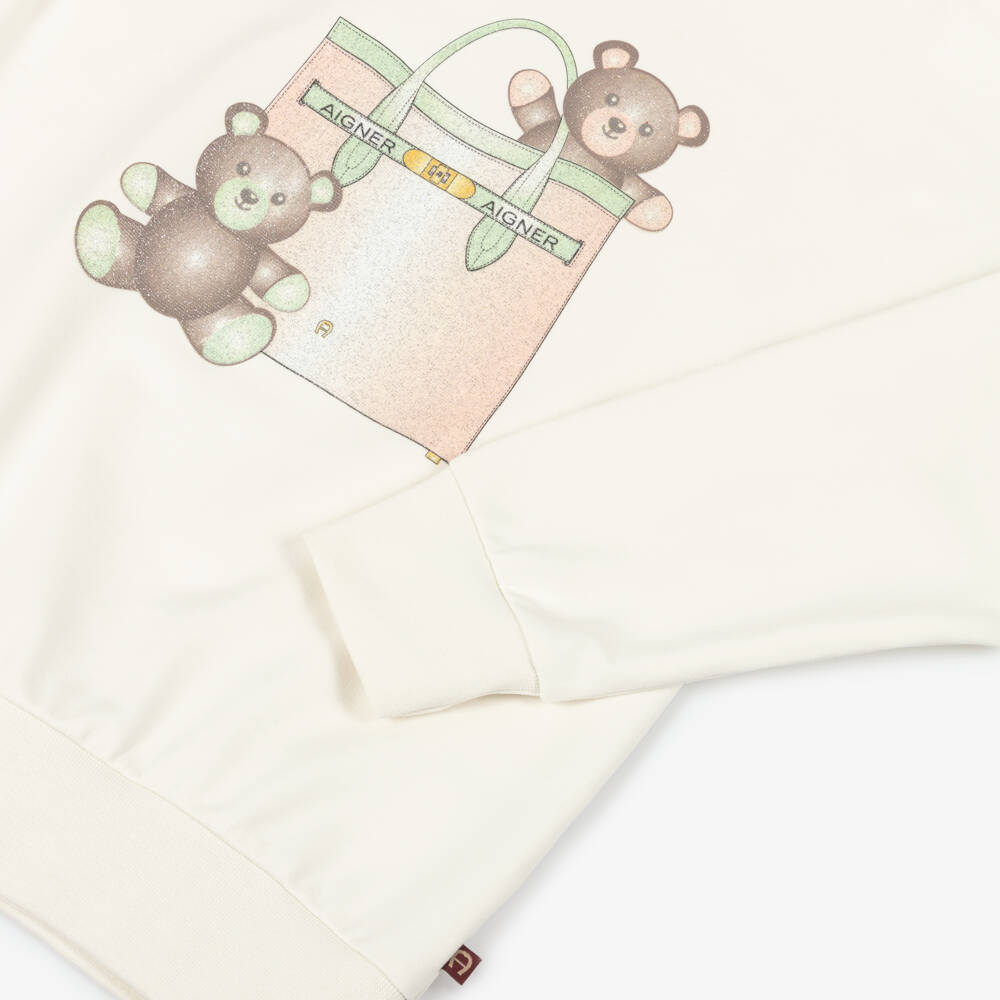 AIGNER-Girls Soft Ivory Bear Top | Childrensalon Outlet