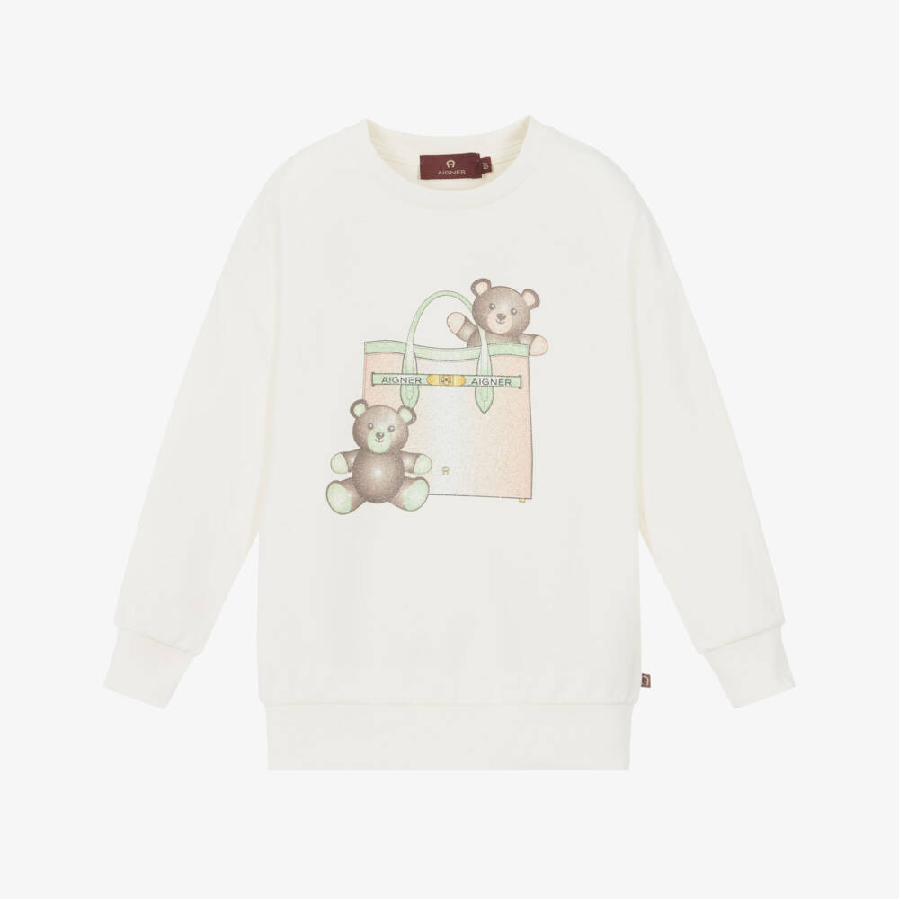 AIGNER-Girls Soft Ivory Bear Top | Childrensalon Outlet