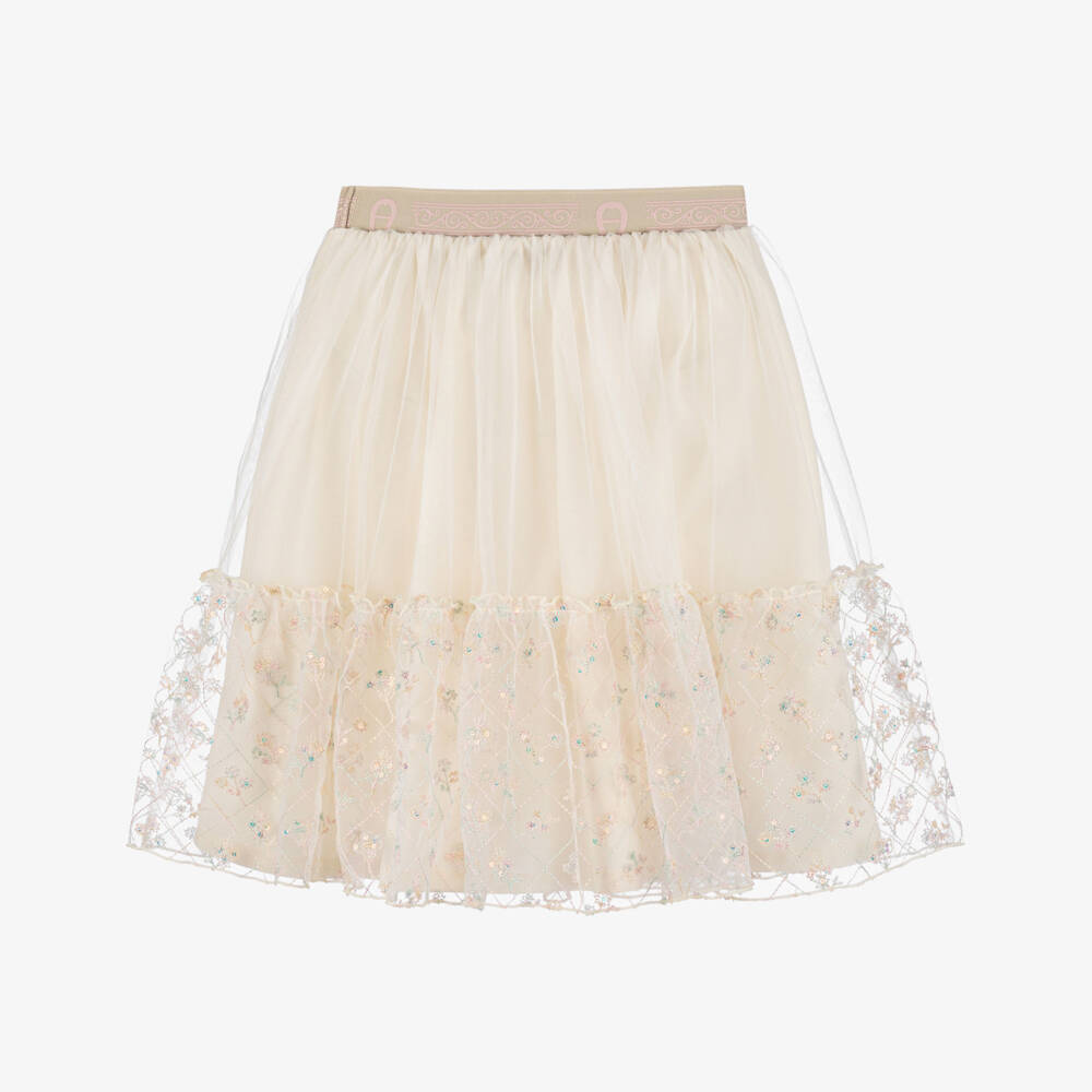 AIGNER-Girls Soft Ivory Tulle Skirt | Childrensalon Outlet