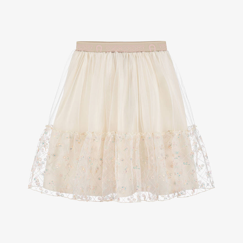AIGNER-Girls Soft Ivory Tulle Skirt | Childrensalon Outlet