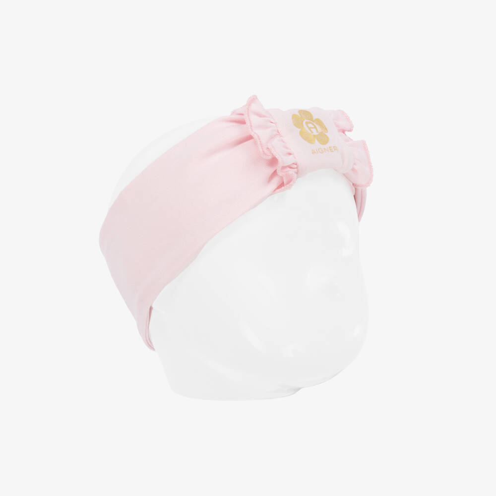 AIGNER-Girls Soft Pink Cotton Hairband | Childrensalon Outlet