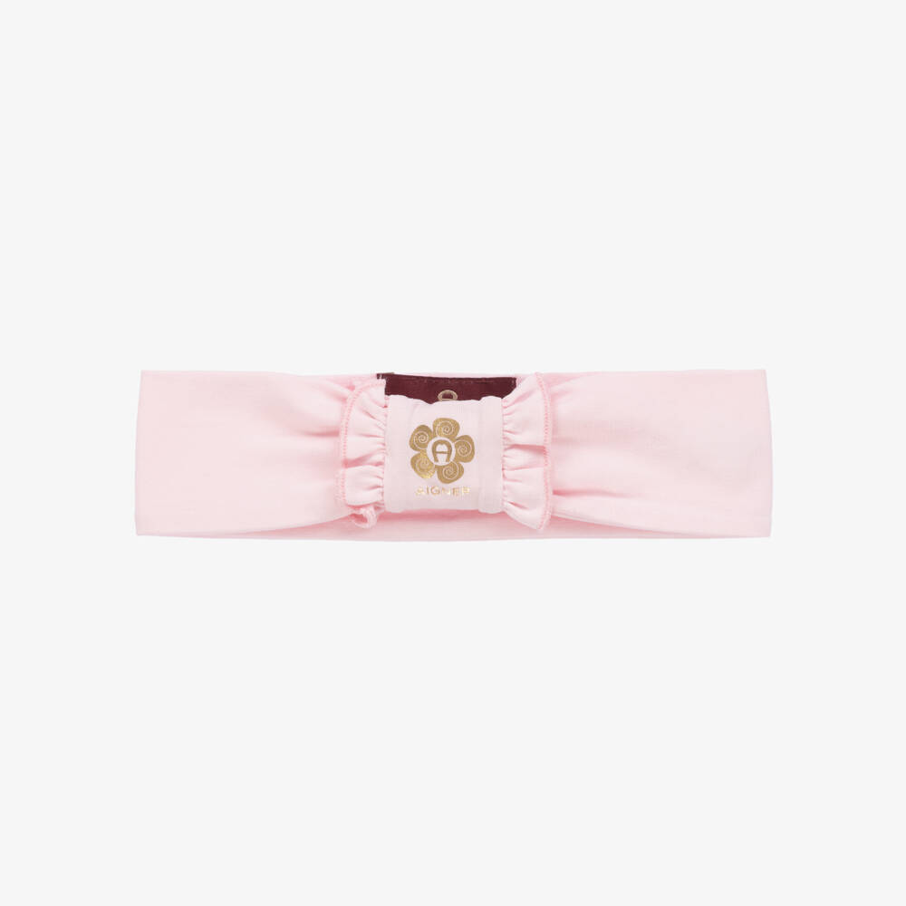 AIGNER-Girls Soft Pink Cotton Hairband | Childrensalon Outlet