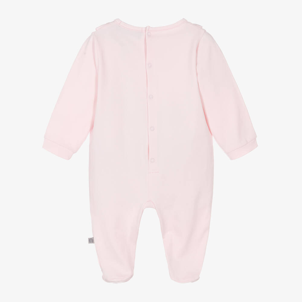 AIGNER-Girls Soft Pink Cotton Onesie | Childrensalon Outlet