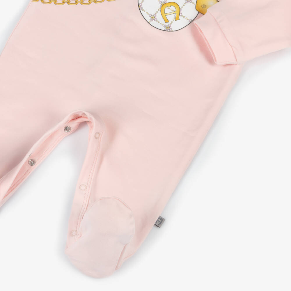 AIGNER-Girls Soft Pink Pima Babygrow | Childrensalon Outlet