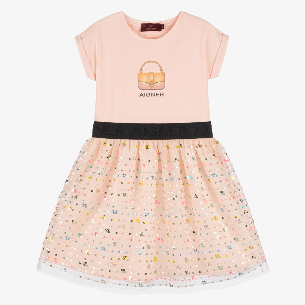 AIGNER-Girls Sparkling Pink Tulle Dress | Childrensalon Outlet