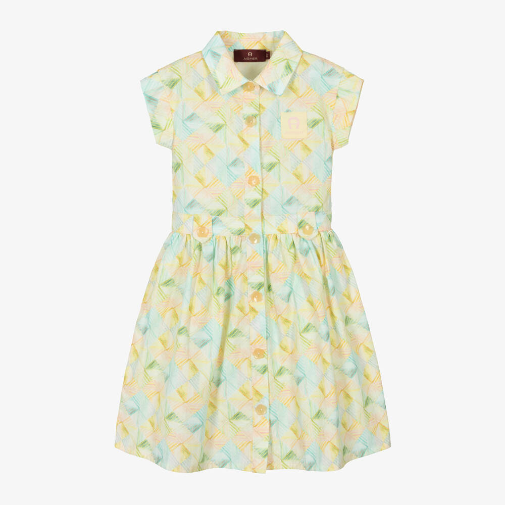 AIGNER-Girls Sunlit Geometric Cotton Frock | Childrensalon Outlet