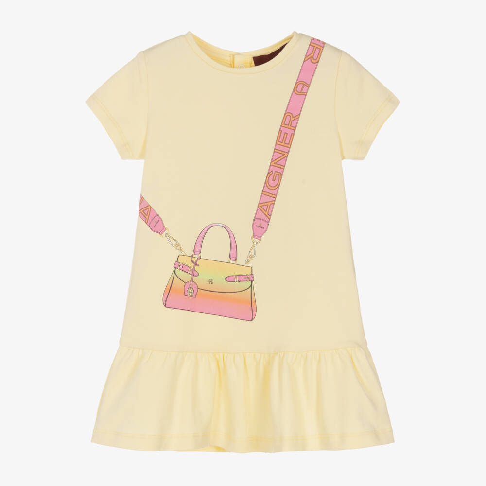 AIGNER-فستان حقيبة يد أصفر مشرق للبنات | Childrensalon Outlet