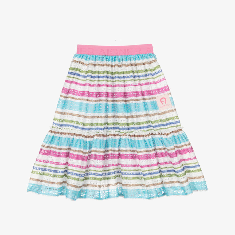 AIGNER-Яркая полосатая розовая юбка для девочек | Childrensalon Outlet