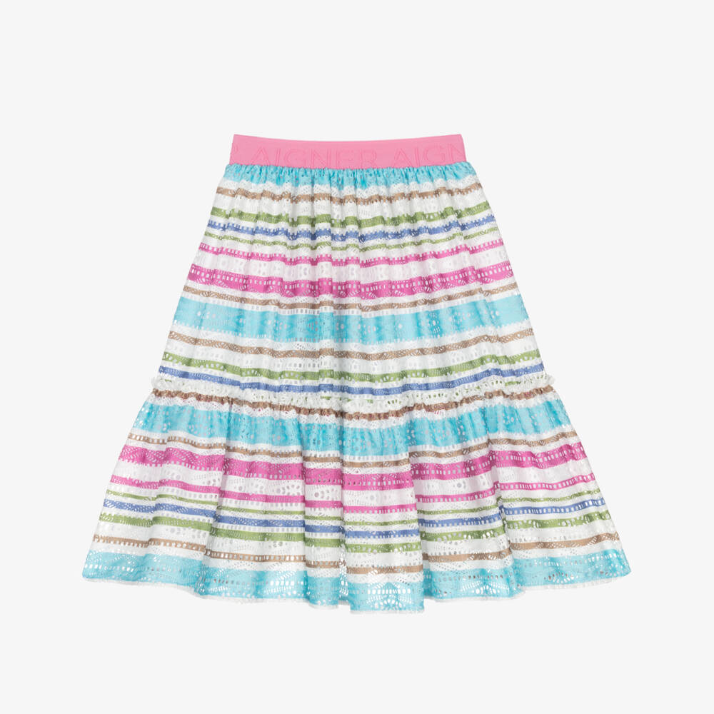 AIGNER-Girls Vibrant Striped Pink Skirt | Childrensalon Outlet