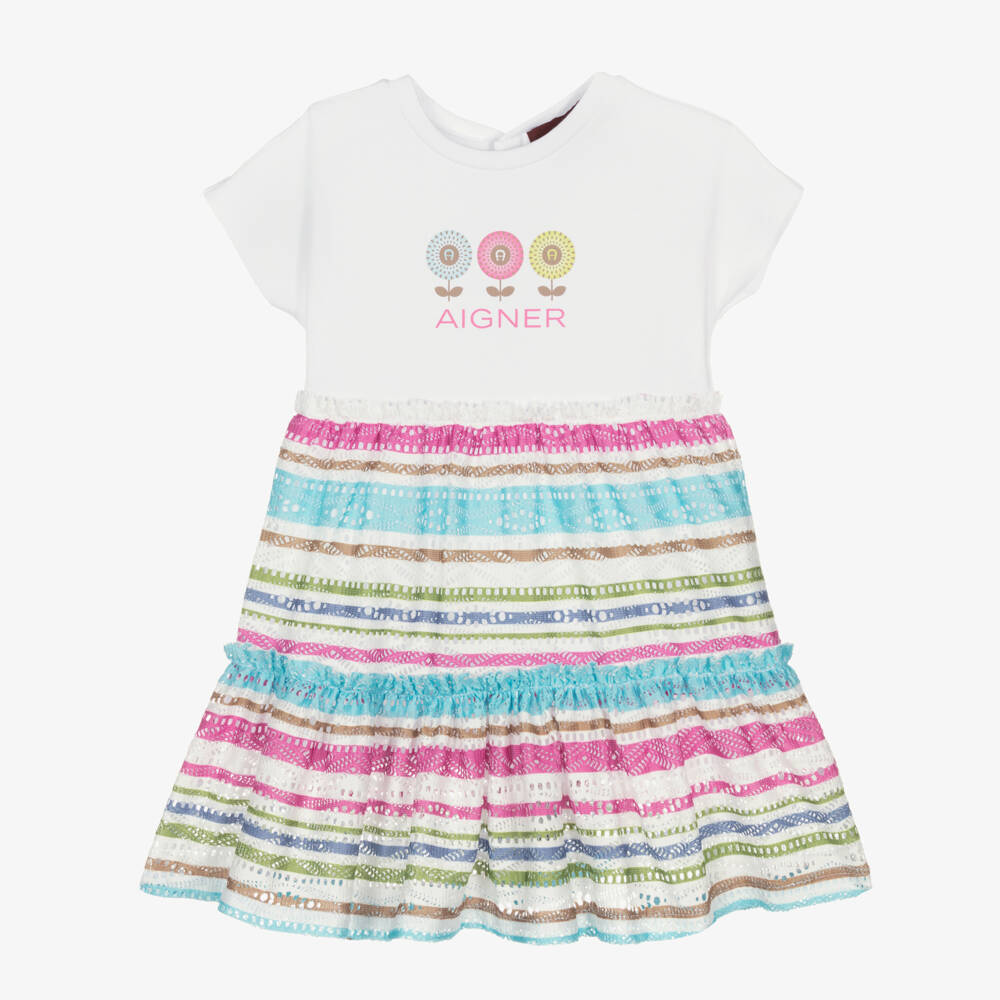 AIGNER-Платье из хлопка с розовыми полосками для девочек | Childrensalon Outlet