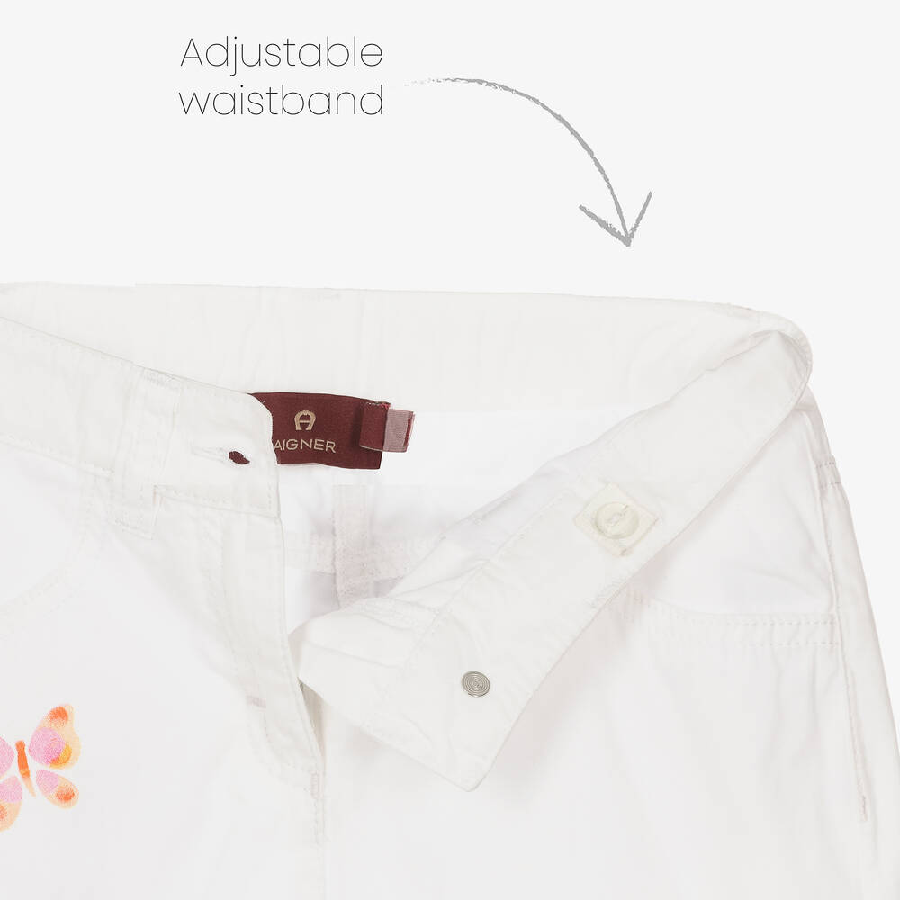 AIGNER-بنطلون قطن تويل لون أبيض للبنات | Childrensalon Outlet