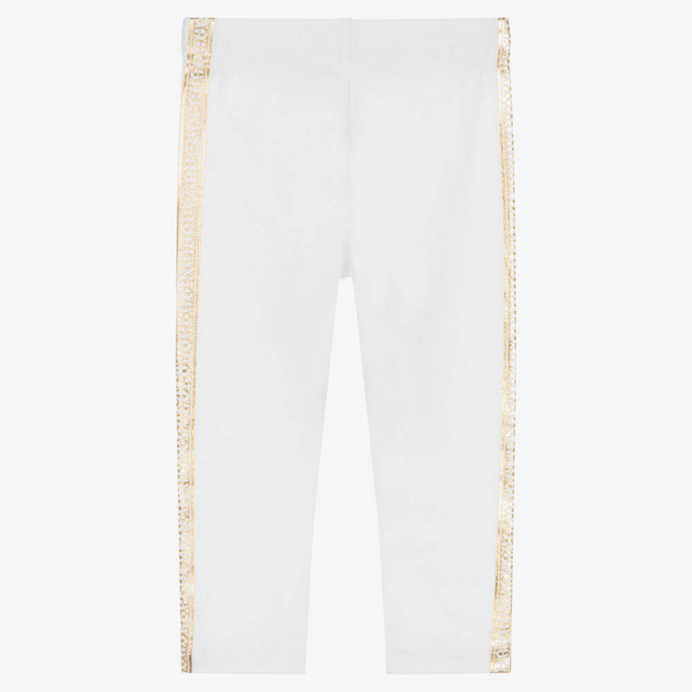 AIGNER-Girls White Cotton Logo Leggings | Childrensalon Outlet