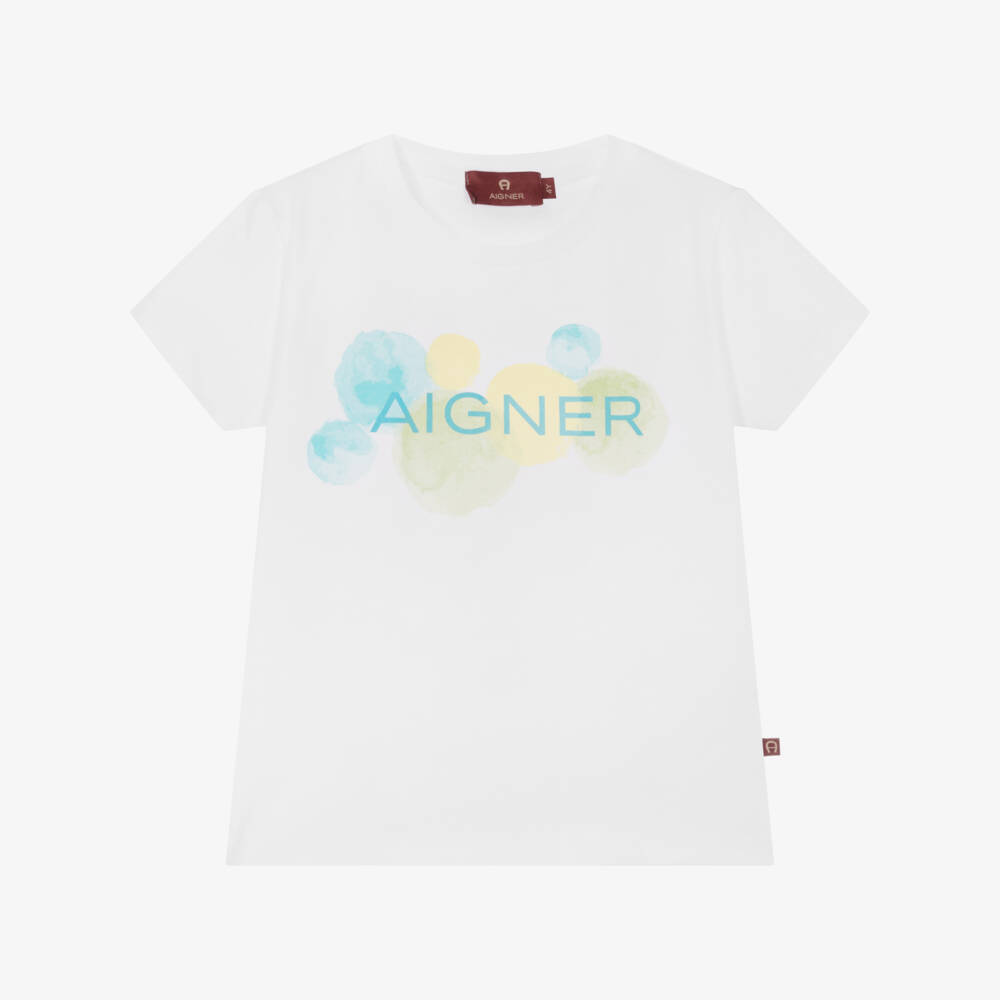 AIGNER-تيشيرت قطن جيرسي لون أبيض للبنات | Childrensalon Outlet